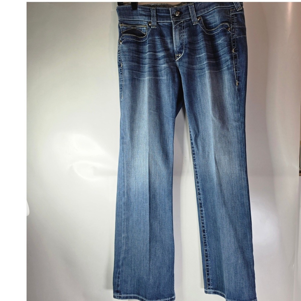 Ariat REAL Mid Rise Bootcut Jeans Womens 31S Short‎ Stretch Denim Blue 10016201